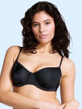 PINK Frankies Bikinis Swim XL (38D, 40B, 40C) Buttercup Bikini Top Black NWT